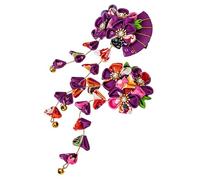 SWOOMEY 2 Pièces Épingle Cheveux Japonaise Fleurie avec Pompon et Éventail Accessoire et Durable Mariage et Fêtes