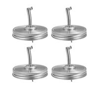 SWOOMEY 4pièces Couvercles Bec Verseur Inox pour Bocal Mason Bouchons Huile Réutilisables avec Joint Étanche Distributeurs pour Huile Vinaigre Sirop et Sauce
