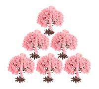 SWOOMEY 6pièces Miniature Cherry Blossom Tree Decor for Table Mini Garden Artificial Flower Trees with Base Mini Model Ornaments for Dollhouse and Landscape