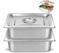 SWOOMEY Bac en Acier Inoxydable avec Couvercle 1/1 Taille, Facile à Nettoyer, pour Restaurants et Grands Rassemblements, Plat de Service Robuste et Solide