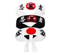 SWOOMEY Bandeaux de Karaté Japonerie Ninja Lot de 3 pour Hommes Accessoires de Costume Chef Sushi Confortables pour Sport et Usage Quotidien