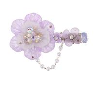 SWOOMEY Barrette à cheveux fleurie : Barrettes à cheveux latérales faites main avec fausses perles - Accessoires de coiffure esthétiques asiatiques pour fêtes, mariages, tenues Hanfu