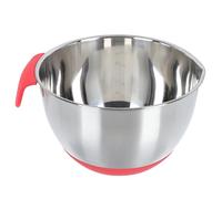 SWOOMEY Bol à Œufs en Silicone et Acier Inoxydable Poignée Inclinée, Saladier Rouge Multifonction pour Mélanger et Servir, Bol Cuisine Pratique Graduation