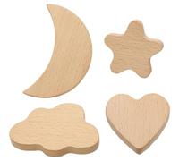 SWOOMEY Boutons de Meuble en Bois 4 Pièces Poignées à Trou Unique Formes Lune Cœur Nuage Étoile pour Tiroirs et Armoires Garçon et Filles Chambre