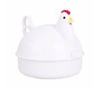 SWOOMEY Cuiseur à Œufs Vapeur de Poulet Blanc en Plastique pour Micro-ondes, Capacité 4 Œufs, Appareil de Cuisson Pratique Cuisine Maison