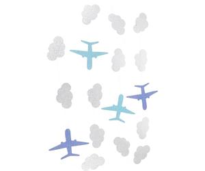 SWOOMEY Guirlande Scintillante Avion et Nuage en Papier Bleu 2,5 M pour Décoration Chambre D'garçon et Filles et Fond de Fête Paillettes Eva