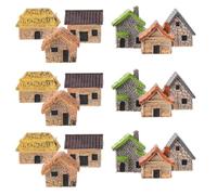 SWOOMEY Kit de 18 Mini Maisons en Résine Style Campagne Rustique pour Décoration Extérieure sans Entretien, Accessoires Miniatures pour Bureaux et Étagères