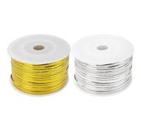 SWOOMEY Liens Torsadés Métalliques Réutilisables pour Emballages Présents et Sachets Alimentaires, 2 Rouleaux Flexibles pour Fêtes et Confiseries, Or et Argenté, 100 Yards Chacun