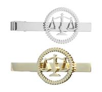 SWOOMEY Lot de 2 Pinces à Cravate en Forme de Balance D'avocat - Acier Inoxydable Doré Et Argenté, 5,6 Cm (2,2 Pouces) - Accessoires pour Costumes, Chemises Et Bijoux