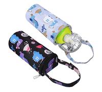 SWOOMEY Lot De 2 Pochettes Isothermes pour Biberons De Lait Maternel, Motifs Dessin Animé, Tissu Oxford Isolation Coton, pour Chariots Et Dos, Porte-Bouteille Pratique pour Maman