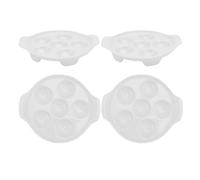 SWOOMEY Lot de 4 Assiettes en Céramique Blanche pour Œufs Mimosa et Escargots, Style Français Élégant, Facile à Nettoyer, Compatible Lave-vaisselle, pour Réunions Familiales
