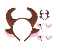 SWOOMEY Lot de 4 Serrage-têtes en Peluche Forme Cornes de Taureau Doux et Confortable en Polyester et Plastique pour Adultes et Garçon et Filles Cosplay Halloween