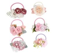 SWOOMEY Lot de 6 Élastiques à Cheveux Fleurs pour Garçon et Filles, Accessoires Doux et Extensibles, Tissage en Tissu, pour Usage Quotidien et Coiffures de Petites Filles