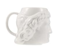 SWOOMEY Mug Sculpté en Céramique Blanc Tête de David, Surface Lisse et Large Ouverture, Tasse à Thé Chic et Délicate pour Usage Quotidien