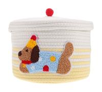 SWOOMEY Panier De Rangement Rond Pour Animaux, Petit Panier Avec Couvercle En Corde De Coton, Rangement Anti-poussière Pour Jouets Chien, Accessoire Voiture Pour Organisation Intérieure, Taille Petit