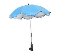 SWOOMEY Parasol pour Poussette Grand Parapluie Bleu Ciel Revêtement Argenté, Pince Réglable, Protection UV et Résistance à L'eau, Accessoire Bébé pour Extérieur et Plage, Compatible