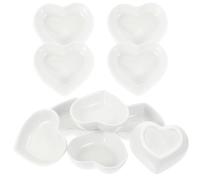 SWOOMEY Petits Bols à Sauce Plats Polyvalents en Céramique Blanche de Cœur 10pcs pour Condiments et Fruits, Adaptés Maison Restaurants Réutilisable