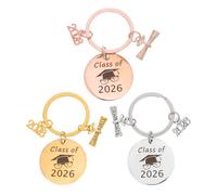 SWOOMEY Porte-clés de remise de diplômes en acier inoxydable (lot de 3) - 2026 - Idéal pour les étudiants du secondaire et les élèves de terminale - Cadeau de fin d'année ou petit présent