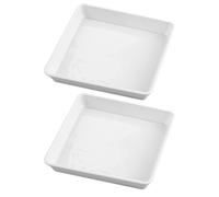 SWOOMEY Pot de Fleurs Assiette carrée en Plastique Blanc 41x41x6 cm Lot de 2, bac de récupération d’Eau léger pour Plantes en Pot adaptées aux Bureaux et Maisons