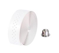 SWOOMEY Ruban de Guidon Perforé en Cuir Pu Blanc pour Vélo de Route, Réduit les Vibrations, Adhérence Optimale, Conduite en Extérieur Humide, Set Complet Bouchons