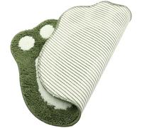 SWOOMEY Tapis de Bain Vert Antidérapant, Absorbant, Motif Empreinte Panda | Polyester Lavable, Forme Pied, pour Entrée et Sol Intérieur, Style Cartoon, Doux Pieds