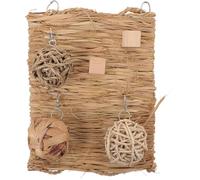 SWOOMEY Tapis en Paille Marron et Tapis D'été Confortable pour Petits Animaux, Coussin de Couchage Naturel de Soin des Dents pour Hamster et Chinchilla