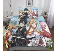 Sword Art Online D Housse De Couette Avec Taies D'oreiller Housse De Parure De Lit Anime Housses De Couettes Respirante Douce Et Confortable Pour Adul