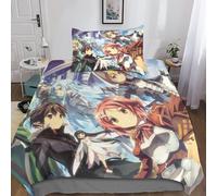 Sword Art Online Housse De Couette Avec ¿¿ Motif Anime Impression D Parure De Lit En Microfibre Housses De Couettes Avec Taies D¡®Oreiller Pour Enfant F