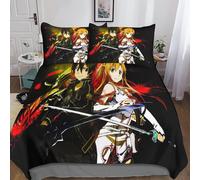 Sword Art Online Housse De Couette, D Anime Motif Imprim¿¿ Parure De Lit Housses De Couettes En Microfibre Avec Fermeture ¿¿Clai Parure De Couette Avec
