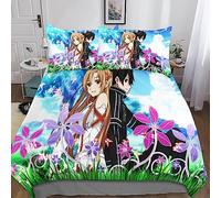 Sword Art Online Housse De Couettes Parure De Lit 3 Pièces Microfibre Ensemble De Literie avec Housses De Couettes Taies D'oreillers avec Fermeture Éclair King(220x240cm)