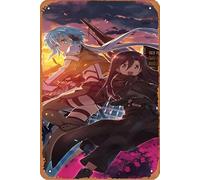 Sword Art Online, Kirito, Sword Art Online Ii, Sinon, Death Gun Anime Poster Décoration murale rétro en métal Plaque en métal 20,3 x 30,5 cm