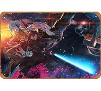Sword Art Online, Kirito (Sword Art Online), Sword Art Online Ii, Sinon (Sword Art Online), Death Gun (Sword Art Online) Anime Poster Décoration murale rétro en métal 20,3 x 30,5 cm