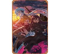 Sword Art Online, Kirito (Sword Art Online), Sword Art Online Ii, Sinon (Sword Art Online), Death Gun (Sword Art Online) Anime Poster Décoration murale rétro en métal 20,3 x 30,5 cm