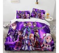 Sword Art online Parure de lit pour enfant - Avec housse de couette 135 x 200 cm et taies d'oreiller 80 x 80 cm - En microfibre - Pour enfant garçon et fille (B, 200 x 200 + 75 x 50 cm)