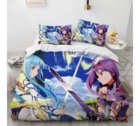 Sword Art online Parure de lit pour enfant garçon et fille - Avec housse de couette 135 x 200 cm et taies d'oreiller 80 x 80 cm - En microfibre - Pour enfant garçon et fille - D, 135 x 200 + 75 x 50