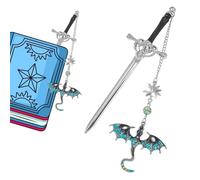 Sword dragon signets, Sworddragon signet cadeau d'anniversaire pour les fans de livres lecteurs Fantasy Bookworm pendentif cadeau d'anniversaire, Lecteurs fans de livres,enseignant (bleu)