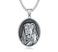 Swordgod Collier Saint Patron pour homme et femme en acier inoxydable - Médaille de protection - Amulette religieuse catholique - Cadeau pour la fête des mères et des pères, Acier inoxydable, Pas de