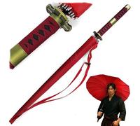 Swords and more One Piece Parapluie 16K Premium Version Grand parapluie Katana épée de samouraï résistant aux tempêtes avec long manche (Sandai Kitetsu)