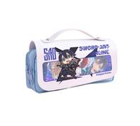 Swords Art Crayon Sac Anime Figure Étui De Stylo De Grande Capacité (C) | fermeture à glissière lisse, 3 compartiments, sac cosmétique PU portable de grande capacité