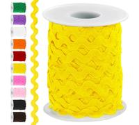Swpeet 1 rouleau 25 m de ruban de dentelle jaune à ondulations, ruban de bordure pour couture, pliage de frange, ruban de tissu pour emballage, ruban de dentelle pour fournitures d'emballage cadeau