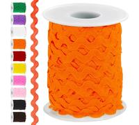 Swpeet 1 rouleau de ruban orange de 22,9 m de long avec franges ondulées pour emballage cadeau, fournitures de couture, travaux manuels, vêtements, emballage cadeau, fête