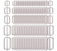 Swpeet 100 Pcs ajusteur Rectangle métal Triglides glisse boucle, boucles à goupille de rouleau ajusteur de sangle pour sacs de ceinture accessoires DIY - 13mm / 15mm / 20mm / 25mm/ 35mm