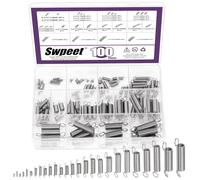 Swpeet 100 pièces, 25 ressorts de traction en acier inoxydable de différentes tailles avec kit combiné à double crochet, ressorts de traction mécaniques, petits ressorts pour réparation à domicile