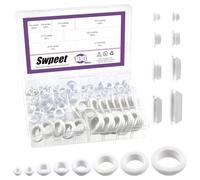 Swpeet 100 pièces caoutchouc blanc rondelle combo Kit, 8 tailles oeillet anneau joint, un côté rond pare - feu trou bouchon, environ 2/13 "1/5" 5/16 "3/8" 1/2 "3/4" 4/5 "1" perçage pour