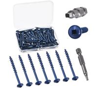 Swpeet 100Pcs 5 Tailles # 8 × 2 "Vises à trou de poche avec kit d'assortiment de bit d'entraînement 1Pc, Vises en bois à fil grossier, Auto-robinage, Drive carré