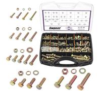 Swpeet 1045Pcs 20 Tailles M4 M5 M6 M8 M10 Boulons Hexagonaux Plaqués en Zinc Coloré Avec écrous et Kits d'assortiment de Plates/Verrouillages, Boulons Métriques de Grade 8.8 Lourds et Kits