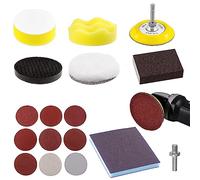 Swpeet 108Pcs 3 pouces disque de ponçage Pad avec blocs de ponçage éponge, 3 pouces 80-3000 disque de ponçage Pad, tampons de ponçage éponge avec 1/8" tiges pour outils rotatifs de broyeur de forage