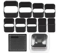 Swpeet 10Pcs 9 Tailles Outil de coupe de trou en cuir en acier au carbone avec Kit d'assortiment de mat de règle en caoutchouc, Outil de coupe en cuir carré, Morceaux de coupe