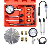Swpeet 10Pcs Automotive Compression Tester Kit and Spark Plug Tester with Steel Metric and Imperial Feeler Gauge Assortment Kit, Universal Car and Motorcycle Engine Testing Tools