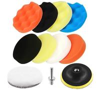 Swpeet 11pcs 6 pouces voiture mousse perçage polissage pad Kit, 5 couleurs 6 pouces éponge polissage pad, 6 pouces laine coussin, ventouse avec adaptateur de perceuse M14 pour voiture polissage